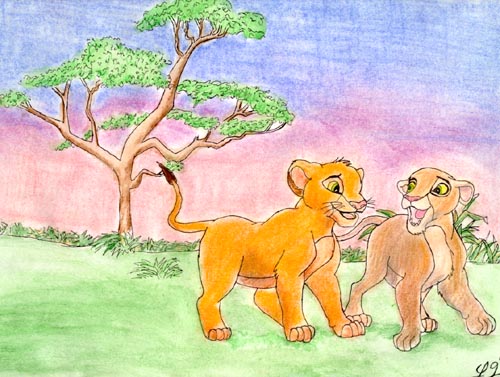 Young Simba and Nala